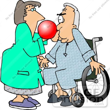  Therapist Assiting a Senior Patient Man With a Balloon Test Clipart by 