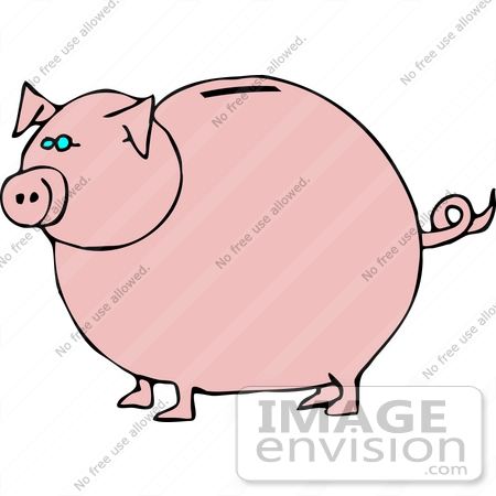 #17693 Pink Piggy Bank With a Coin Slot Clipart by DJArt