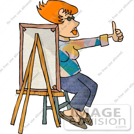 #17820 Artist Man Painting a Smiley Face and Giving the Thumbs up Clipart by 