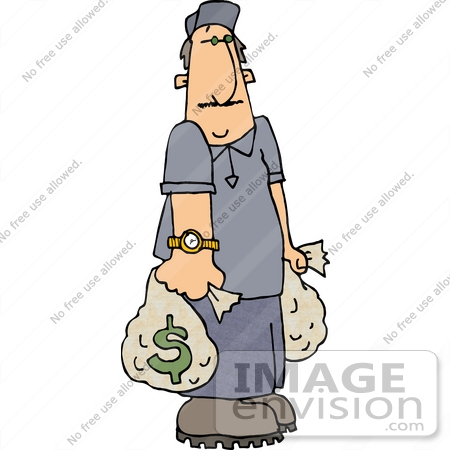 money clipart. #18867 Man Carrying Two Money