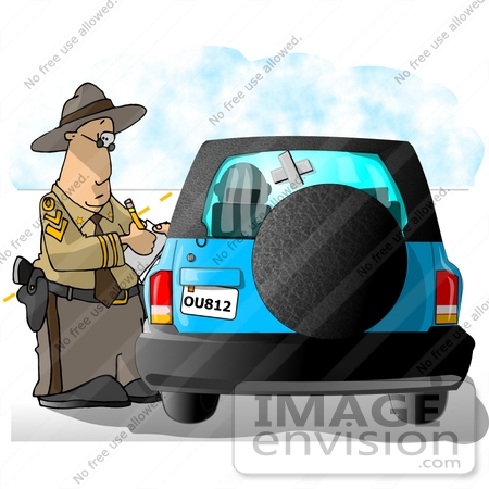#18886 Highway Patrol Police Officer Writing a Citation or Ticket to a 