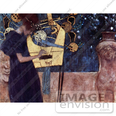 #19078 Photo of a Woman Playing an Instrument, Musique, Die Musik, Music or The Music by Gustav Klimt by JVPD