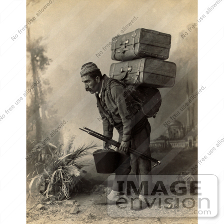 #19105 Photo of a Turkish Porter Man Carrying Luggage on His Back in Turkey by JVPD