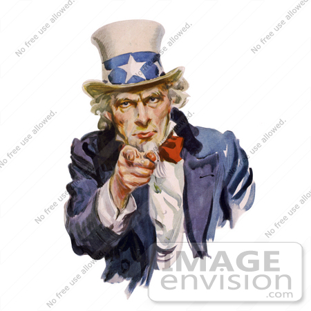#20720 Stock Photography of Uncle Sam Pointing Outwards, I Want You, Isolated on White by JVPD