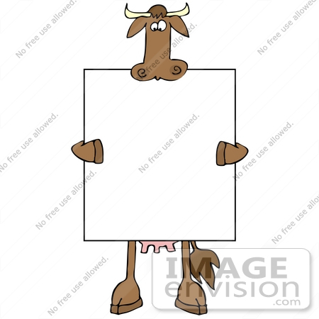 blank signpost clipart. #20844 Cow Holding a Blank