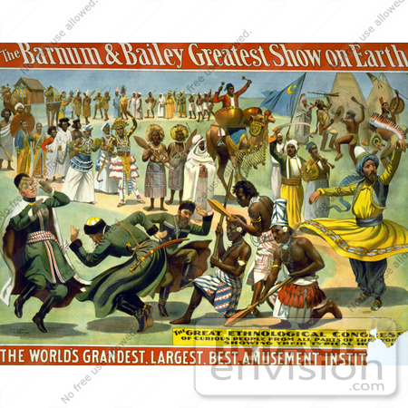 #21110 Stock Photography of a Barnum and Bailey Poster of Circus Entertainers, Camels and Dancers by JVPD