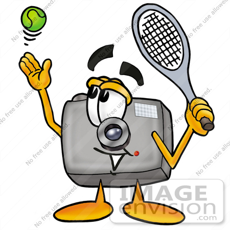 #23202 Clip Art Graphic of a Flash Camera Cartoon Character Preparing to Hit 