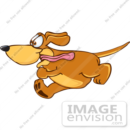 #23626 Clip Art Graphic of an Obsessed Brown Hound Dog Cartoon Character 