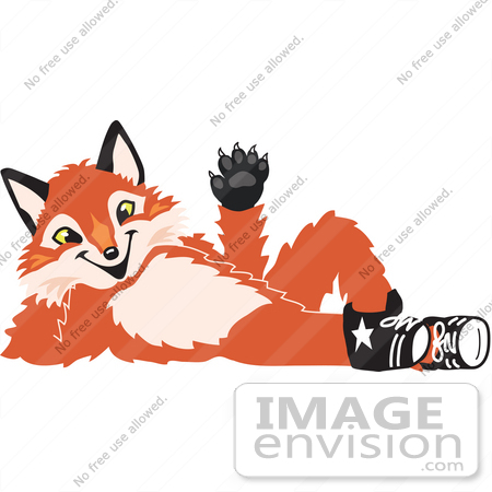 #23969 Clipart Picture of a Fox Mascot Cartoon Character Resting His Head on 