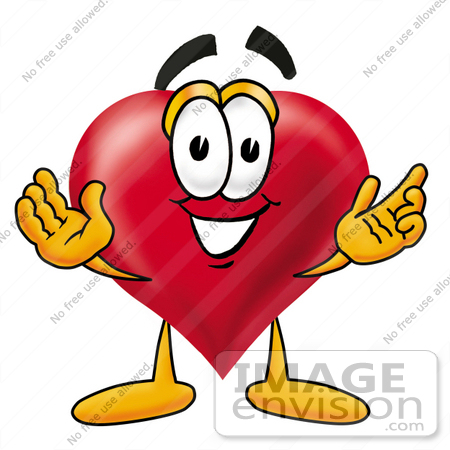 #24307 Clip Art Graphic of a Red Love Heart Cartoon Character With Welcoming Open Arms by toons4biz