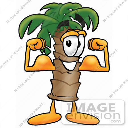 Free Palm Tree on Clip Art Graphic Of A Tropical Palm Tree Cartoon Character Flexing His