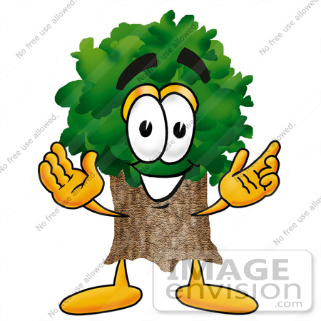 #25484 Clip Art Graphic of a Tree Character With Welcoming Open Arms by toons4biz