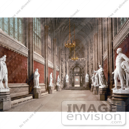 #26851 Stock Photography of the Interior of St Stephen’s Hall With Statues in the Houses of Parliament London England UK by JVPD