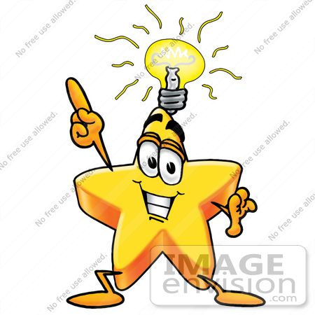clip art light bulb idea. #28186 Clip Art Graphic of a Yellow Star Cartoon Character With a Lightbulb 