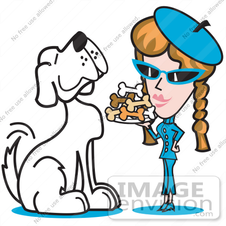 #29004 Royalty-free Cartoon Clip Art of a Big Spoiled White Dog Waiting as