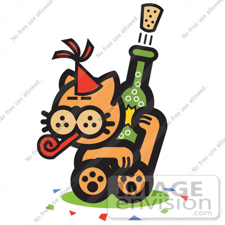 free clip art party hat. #29059 Royalty-free Cartoon Clip Art of an Orange Cat Wearing A Party Hat