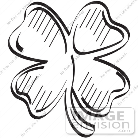free clip art leaves. #29124 Royalty-free Black and White Cartoon Clip Art of a Lucky Shamrock 