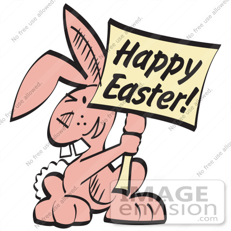 clipart easter bunnies. Art of a Pink Easter Bunny