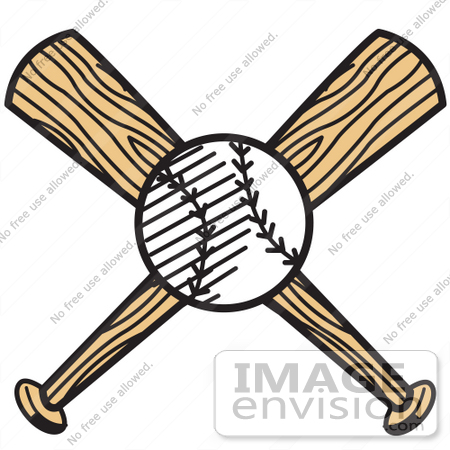 #29305 Royalty-free Cartoon Clip Art of a White Baseball Over Two Wooden