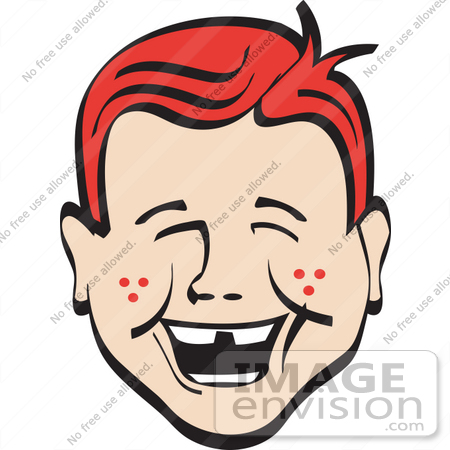 #29368 Royalty-free Cartoon Clip Art of a Happy Red Haired Freckled Boy With Missing Front Teeth, Laughing by Andy Nortnik