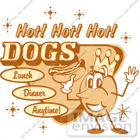 #29372 Royalty-free Cartoon Clip Art of a Vintage Hot Dog Advertisement 