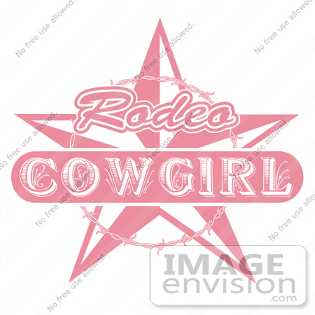 #29531 Royalty-free Cartoon Clip Art of a Pink Rodeo Cowgirl Sign With A