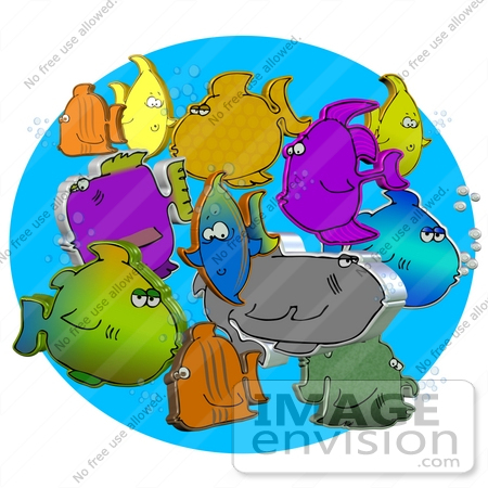 clipart fishes. #29734 Clip Art Graphic of 3D
