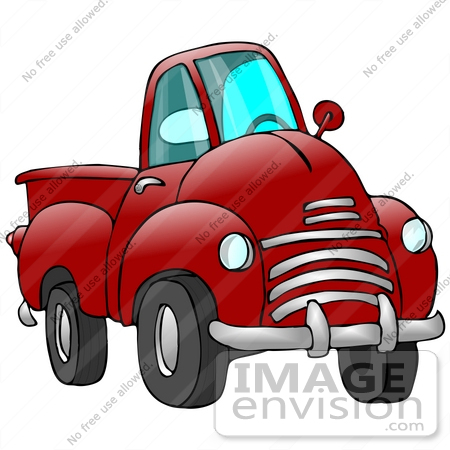 Clipart Auto Racing Free Clip  on Clip Art Graphic Of A Red Pickup Truck With A Chrome Bumper    29757