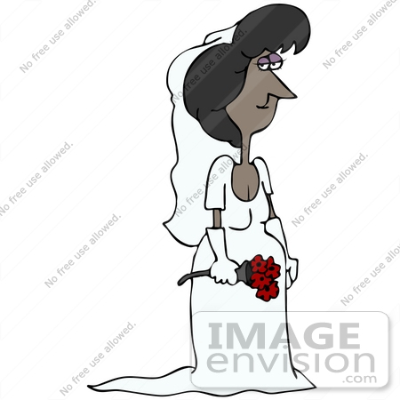  30568 Clip Art Graphic of a Beautiful African American Woman A Bride 