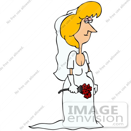  30571 Clip Art Graphic of a Beautiful Blond Caucasian Woman A Bride 