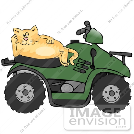 #30794 Clip Art Graphic of a Lazy Orange Cat Relaxing on the Seat of a