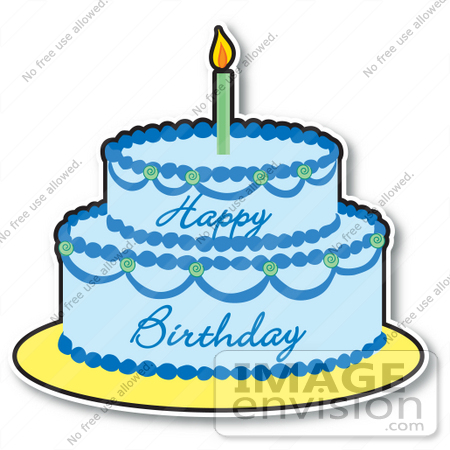 Birthday Cake Clipart on Clipart Of A Blue Boy   S Birthday Cake With Two Layers And One Candle