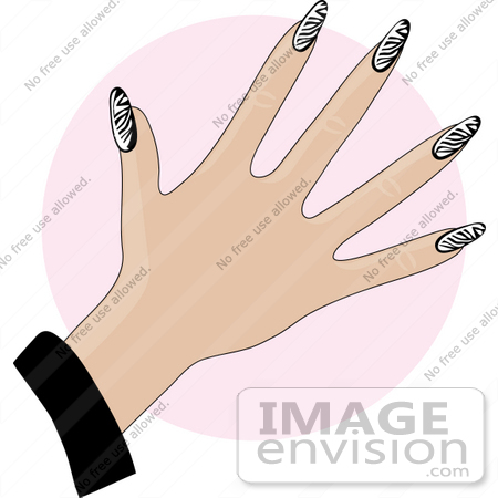 #33904 Clip Art Graphic of a Lady Showing Off Her Manicured Fingernails With 