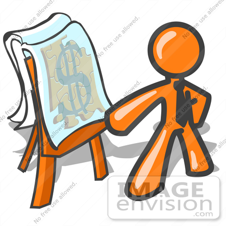 #34249 Clip Art Graphic of an Orange Guy Character Wearing A Business Tie,