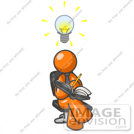  Graphic of an Orange Guy Character Writing Down Inventions And Ideas In