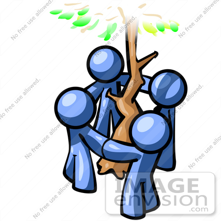 holding hands clip art. #34486 Clip Art Graphic of Blue Guy Characters Holding Hands Around A Tree 
