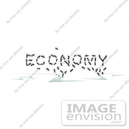 #35741 Clip Art Graphic of Sugar Ants Forming the Word Economy, 