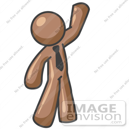 #36125 Clip Art Graphic of a Brown Guy Character Waving by Jester Arts