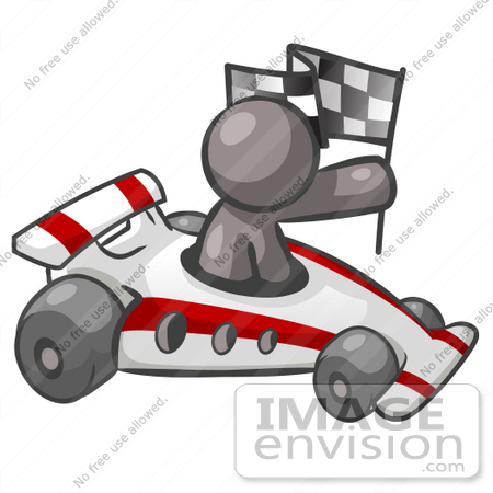 Auto Racing Clip  Graphic on 36363 Clip Art Graphic Of A Grey Guy Character Driving A Race Car By