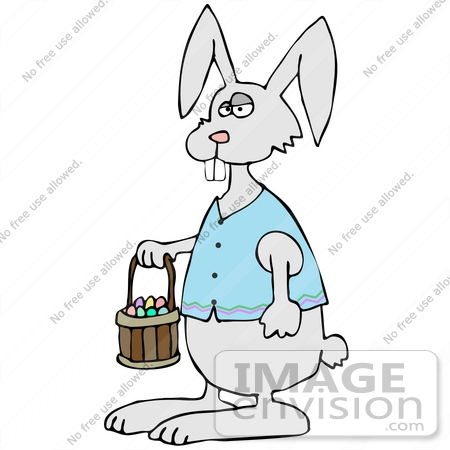 easter eggs in a basket with a bunny. Easter Bunny Carrying Eggs