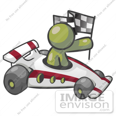 Auto Racing Clipart Graphics on 37031 Clip Art Graphic Of An Olive Green Guy Character Racing A Race