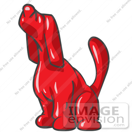 #37259 Clip Art Graphic of a Red Dog Sniffing or Howling by Jester Arts