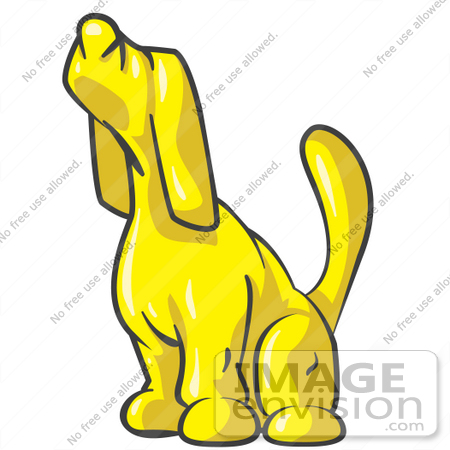 #37699 Clip Art Graphic of a Yellow Dog Howling or Sniffing by Jester Arts