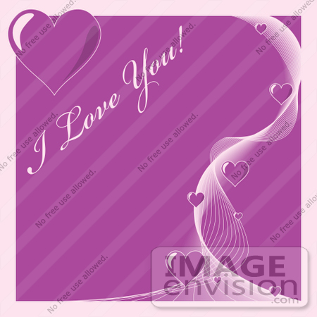 #40860 Clip Art Graphic of a Swirl Of Purple Hearts On A Background With I Love You Text by Oleksiy Maksymenko