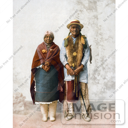 #40911 Stock Photo of a Native American Couple, Jose Jesus And His Wife, Standing by JVPD