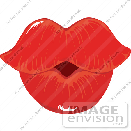 Clip Art Grapic of Woman’s Puckered Lips In Red Lipstick ...