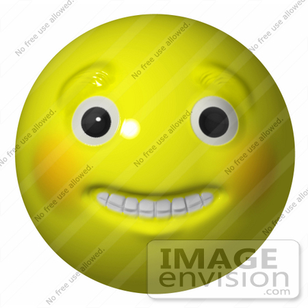  40981 3D Clip Art Graphic of a Grinning Yellow Smiley Face With Teeth And 