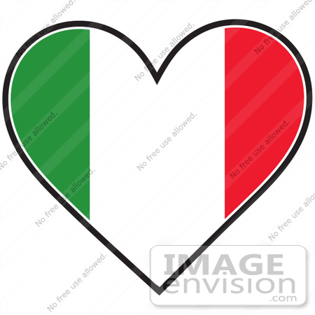 italian. of an Italian Heart Flag