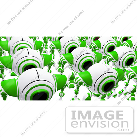 #42274 Clip Art Graphic of Marching Green Cams by Jester Arts