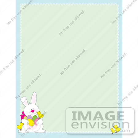 #42321 Clip Art Graphic of a Bunny Rabbit Easter Border by Maria Bell